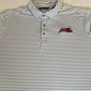 Jacksonville State JSU Gamecocks Cutter & Buck White & Gray Striped Polo Size XL